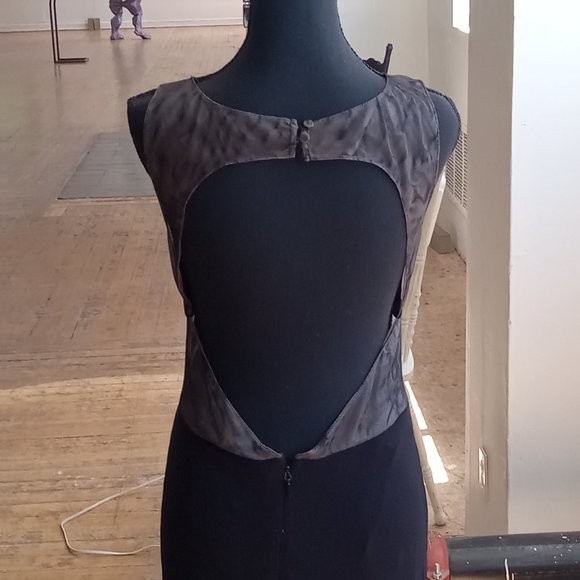 Black slinky sheer open back long maxi length dress - Picture 9 of 11